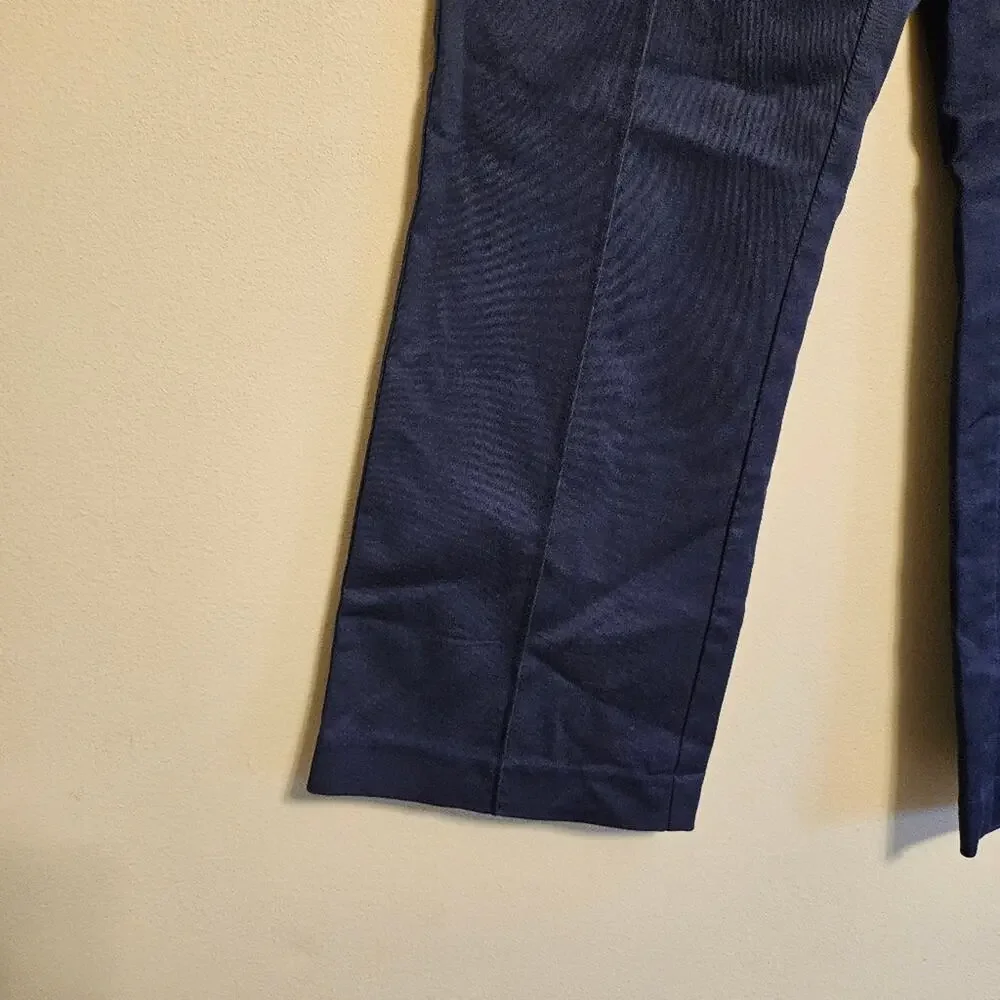 Michael Kors Navy Blue Gold Button Cropped Career Pants Size 2 NWT
